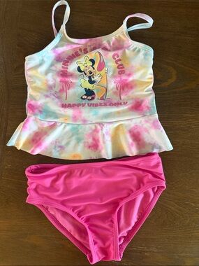 Disney Minnie Mouse Pastel Tie-Dye Tankini Set, 5T. Great condition